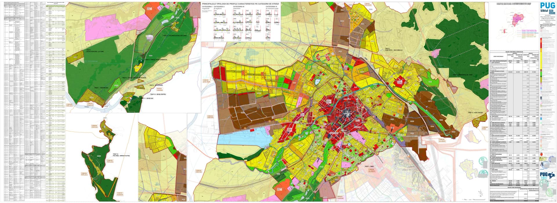 Plansa U02 Reglementari urbanistice - zonificare PUG Sibiu 2026